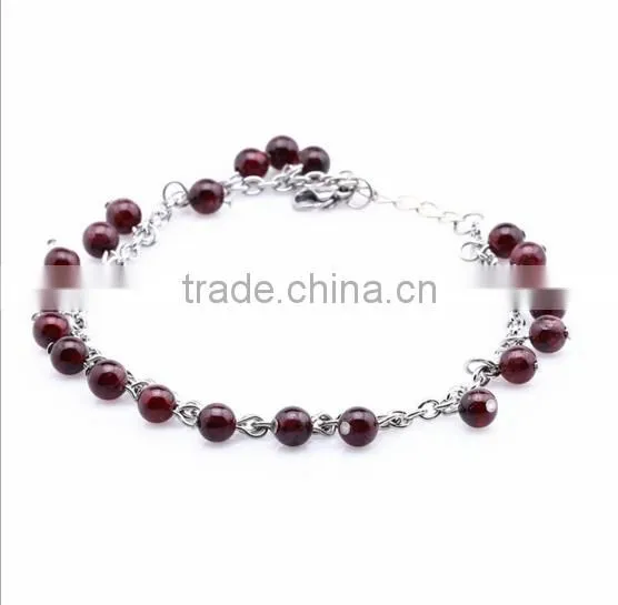 High End Crashed Garnet Stone Anklet Diy Natural Chip Stone Beads Anklet Bracelet for Women Jewelry 2016 photo-2