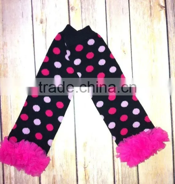 Knitted Wool Leg Warmers Lace Ruffle Leggings Print Leggings photo-2