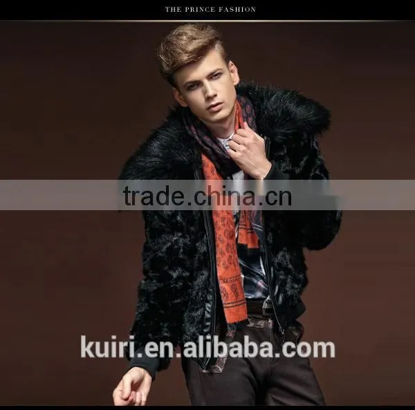 2015 Hot Sales Type Winter Man Luxurious Mink Fur Overcoat With Fox Fur Collar Man Short Turn-down Collar Jackets photo-5