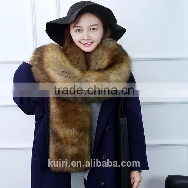 2016 New Fashion Autumn and Winter Womens Faux Raccon Fox Fur Collar Muffler Fur Scarf Faux Long Scarf Cape Winter Scarf photo-2