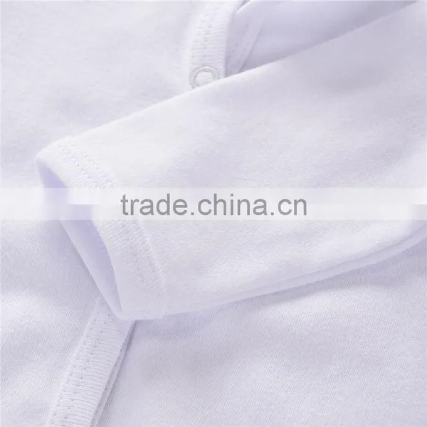 Baby White Footed Cotton Rompers Onesie Long Sleeve 3 Months White Plain Colour Bodysuit photo-4