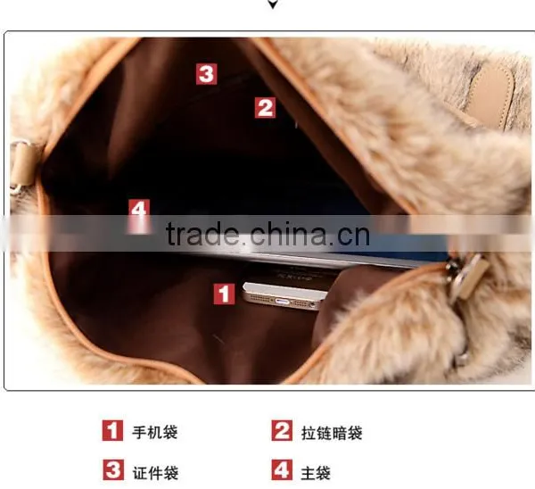 Fashion Simple Casual Style Solid Fur Chain Women Handbags photo-6