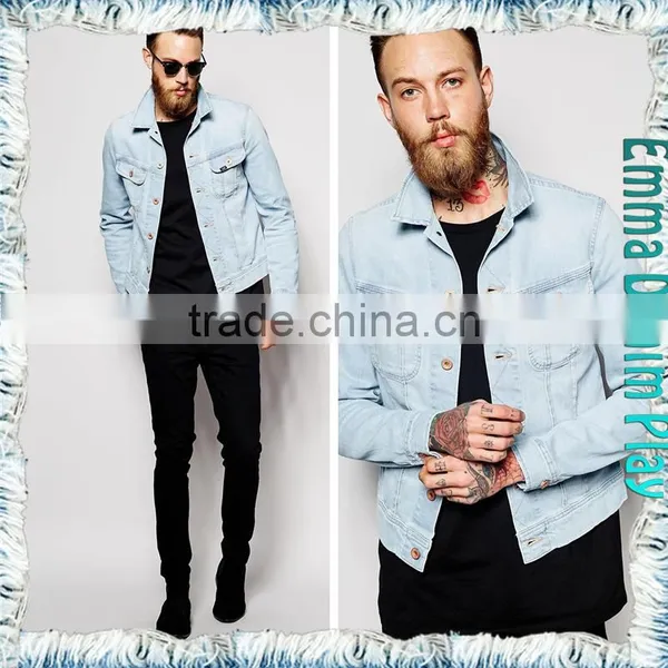 EMMA PRIVATE CUSTOMIZED MADE Vogue Mens White Blue Regular Fitted Denim Jackets photo-3