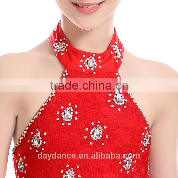 Child Kid Rhinstone Latin Competition Dance Dress Girls Sexy Open Back Samba Tango Performance Dress photo-4