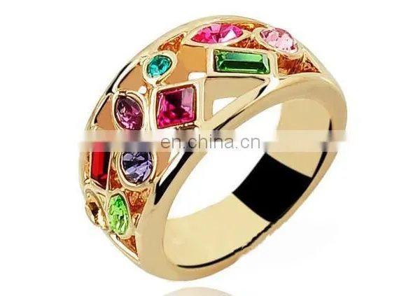 Fashion Thumb Forefinger Middle Finger Rings for Men Women Unisex With Austrian Crystal Gold Plated photo-4