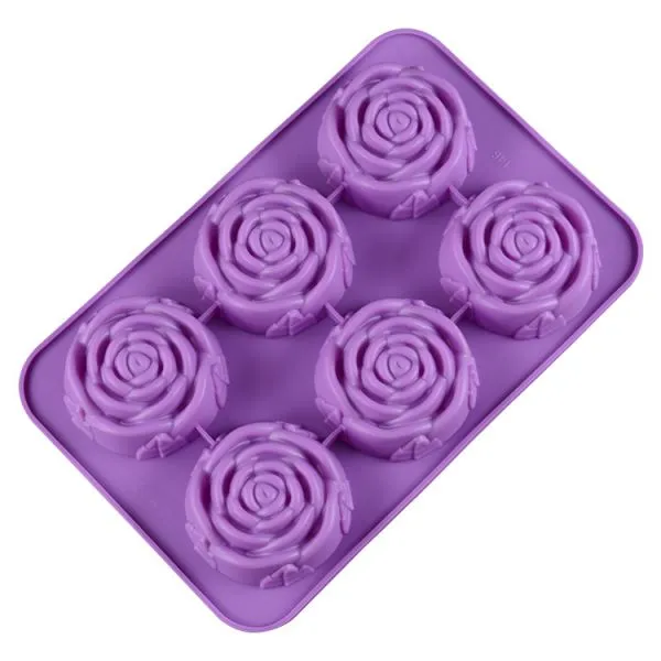 Free Sample Food Grade Heat Resistant Nontoxic Silicone Cake Mould Baking Mousse Pudding Mould Tool Rose Shape 6 Holes photo-3