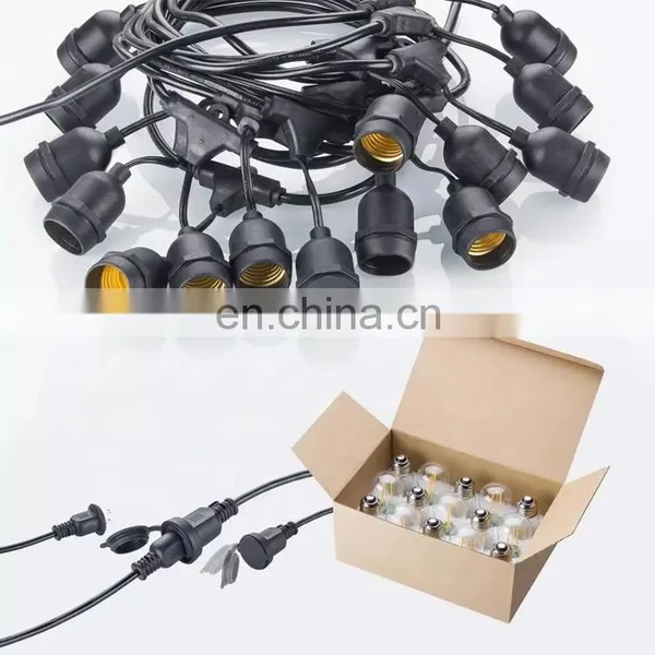 E27 LED String Light Outdoor Light String S14 Edison Bulb Led Serial Lights 48ft 15 Sockects-EU Plug photo-3