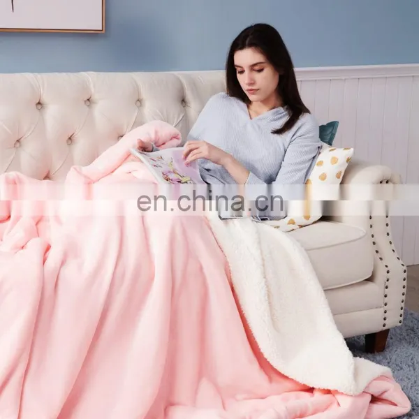 Warm Lightweight Bedding Family Double Sided Sherpa Blanket For Sale photo-6
