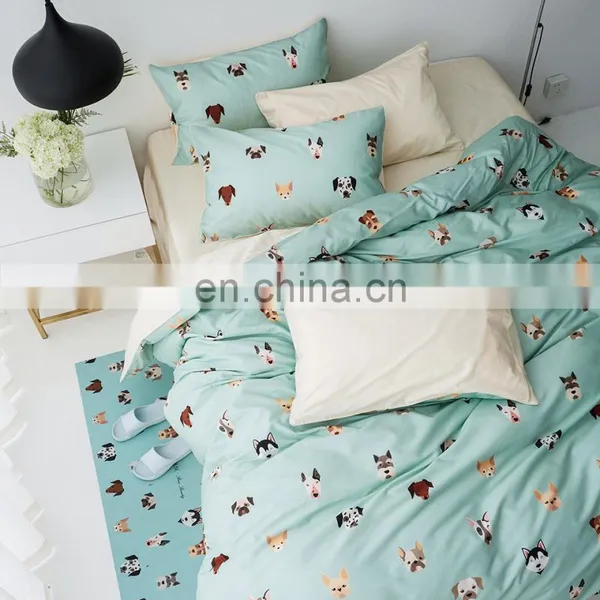 RAWHOUSE Design 4 Pcs Cotton 100 Kids Cartoon Dog Printing Bedding Set photo-3