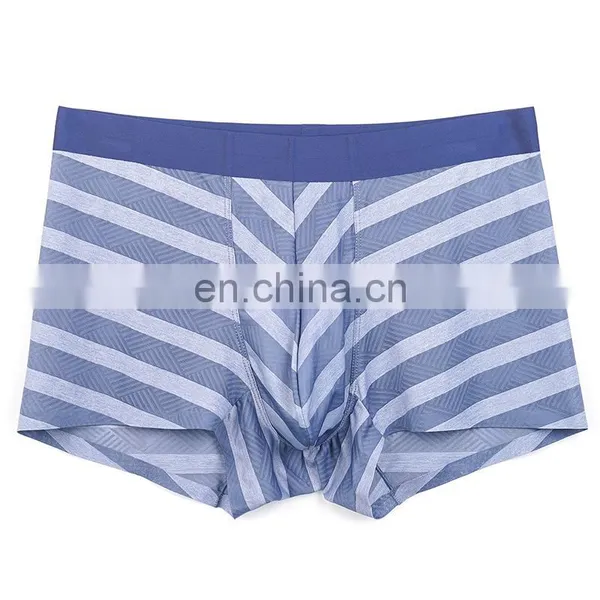 Polyester Nylon Colorful Hot Breathable Sexy Wide Stripe Boxer Black Men'S Briefs Underwear photo-3
