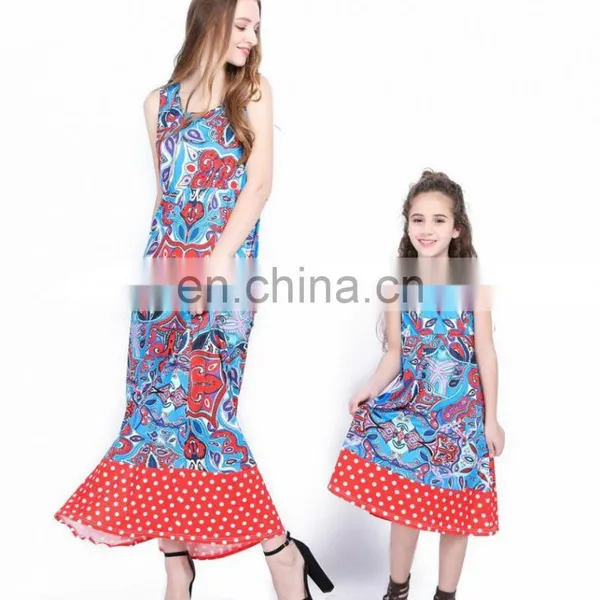 2019 New Vintage Print Clothes Women Long Dress Wholesale Mommy And Me Apparel (this Link for WOMAN) photo-3