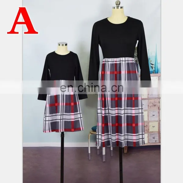 2019 NEW Three Quarter Sleeve Black Plaid Mom Daughter Dress Family Matching Outfit (this Link for Girls,1-12years) photo-2