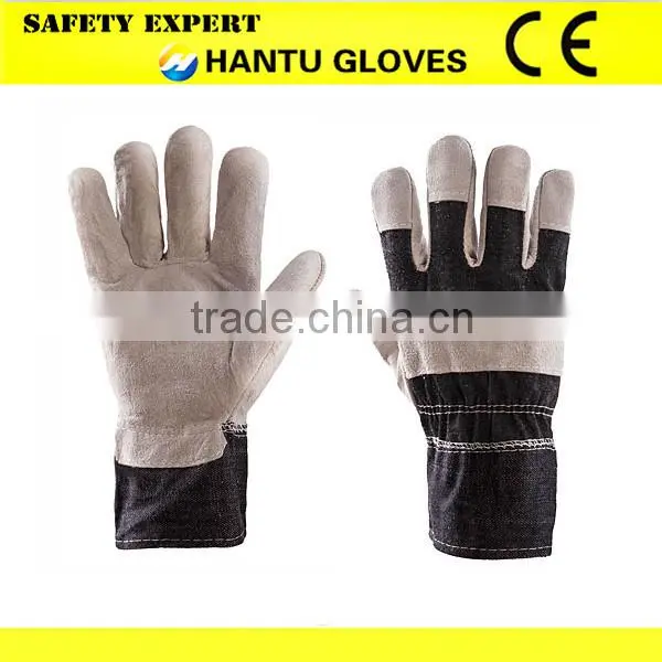 Top Quality Full Palm EN388 Leather Work Glove Safety Glove photo-6