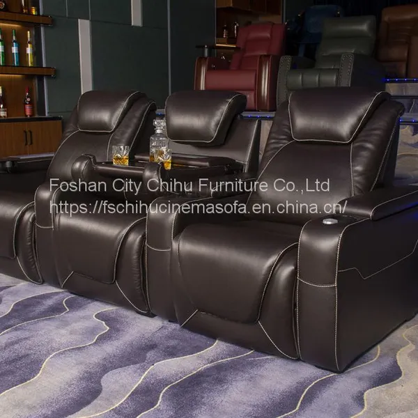 Custom Multi Functional Theater Room Furniture Sofa, Leather Movie Theater Chairs