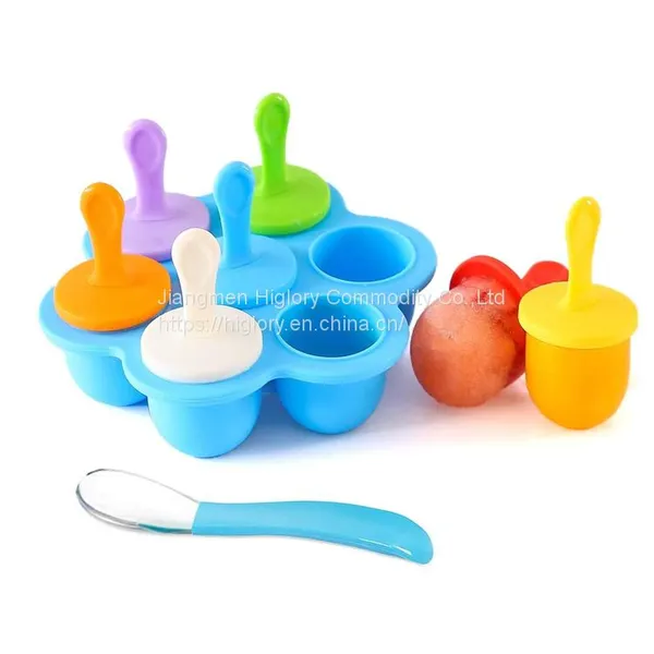 7 Cavity Non-Stick Popsicle Makers Baby Food Storage Container Silicone Popsicle Molds Mini Silicone Ice Pop Molds With Sticks photo-3