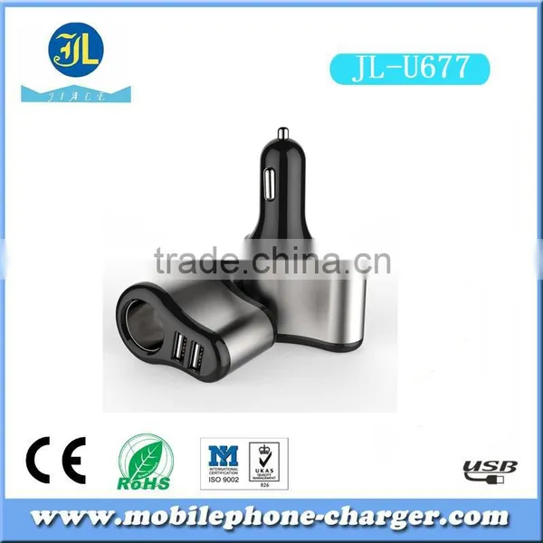 3 in 1 Car Charger With Oem LOGO Dual Usb Port Car Charger 3.1A Car Cigarette Lighter Power Charger photo-3