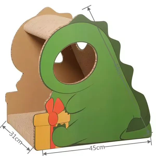 MeowLove Hot Sales Scratcher Cat Play Toy Corrugated Cardboard Cat Scratcher Cat Cardboard Pink Dinosaur photo-5