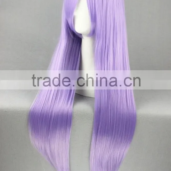 High Quality 80cm Long Straight Saint Seiya -Athena Light Purple Synthetic Anime Wig Cosplay Hair Wig Party Wig photo-4