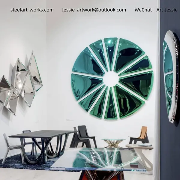 Commercial Feature WallCurved Stainless Steel SurfaceCustom Wall Art Sculpture photo-3