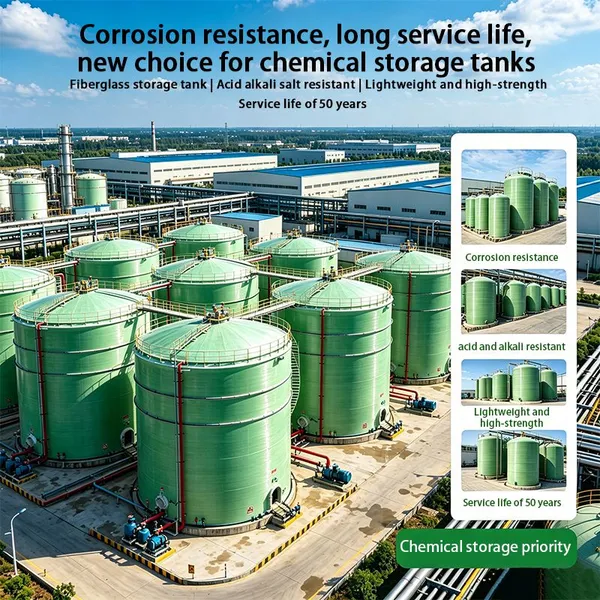 Vertical FRP Fiberglass Storage Tank Corrosion Resistant For Chemical Liquid Storage