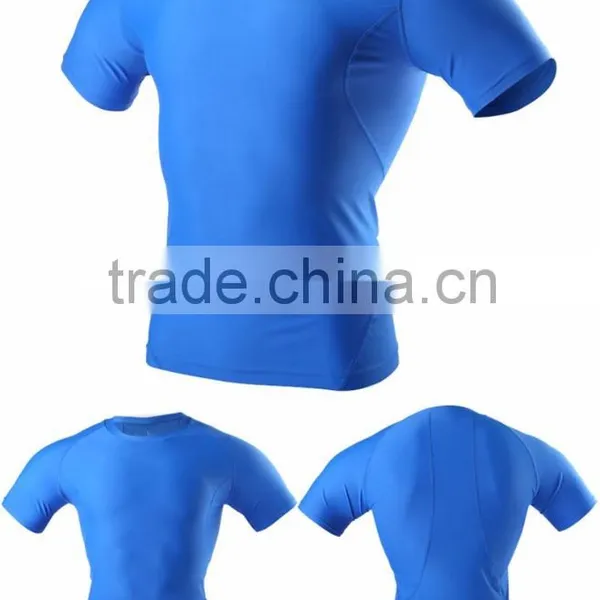 (OEM/ODM Factory)Black Short Sleeve Quick Dry Breathable Compression Wear Men Compression Wear Quick Dry Running Tops for Men photo-3