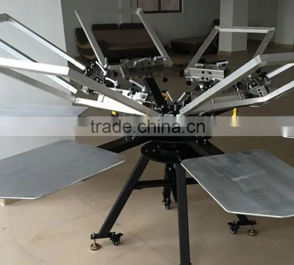 Manual Turntable T-shirt Garment Textile Screen Printing With 6 Color 6 Stations With Micro Registration photo-4