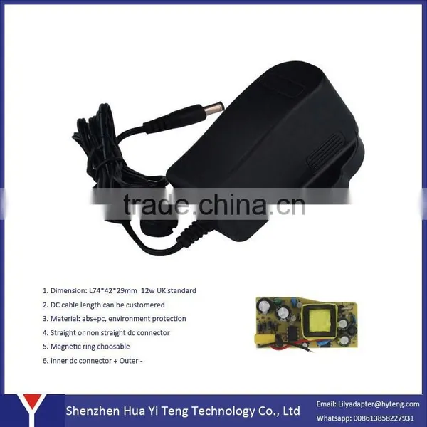 CE Cerificated 12v 1a Power Adapter With US UK Standard Wall Charger