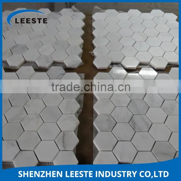 Hexagon Shape no Color Change Polished White Marble Stone photo-2