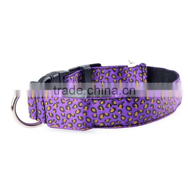Yl68 Promotional Items LED Leopard Dog Collars Pet Belt Flash Pet Collar