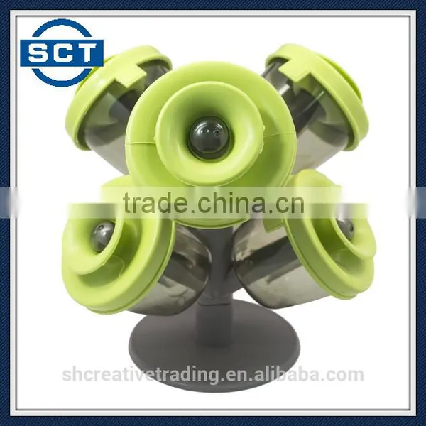 6 Container Pop Up Spice Rack Holder Set Storage Tree Organizer Rubber Lids photo-2