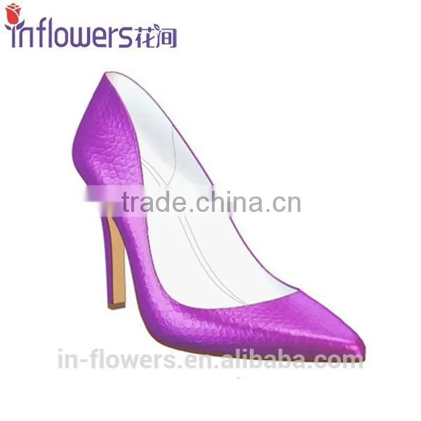 Purple Bright Color Leather Pointed Toe Ladies Sexy High Heels