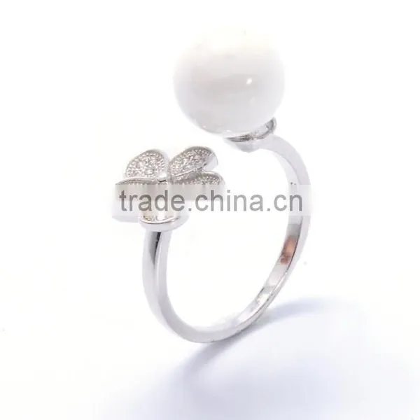 2016 Ceramic Jewellery Attractive Silver 925 Bead Flower Zircon Ring Sizes photo-2