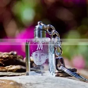 Lovely Led Crystal Keychain Can do 2d Laser and Sandblasting Engraving Logo