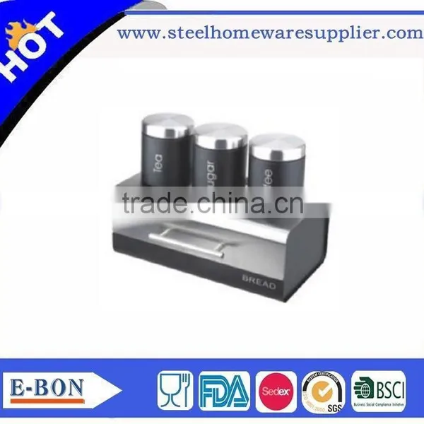 Modern Design Stainless Steel Bread Box and Canister Set photo-3