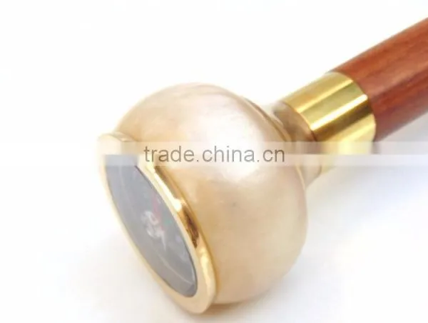 Antique Brass Compass Walking Cane/ Brown Wood Walking Cane/Antique Design Walking Cane Wk1108 photo-3