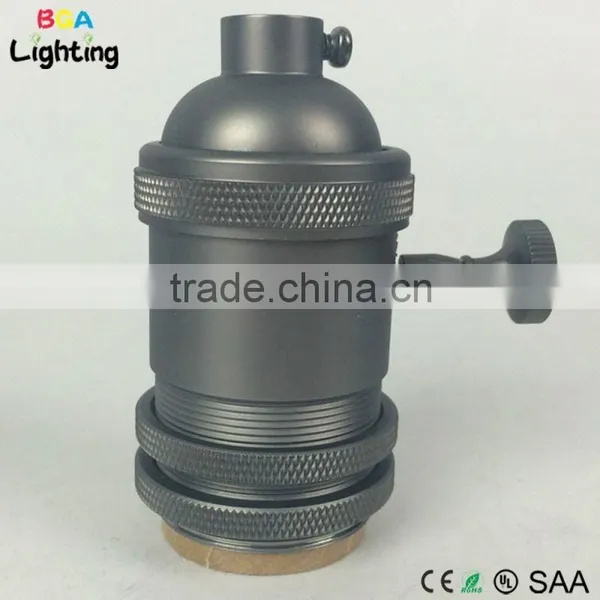 E26 Brass Vintage Iron Light Socket With Switch for DIY Pendant Light photo-2