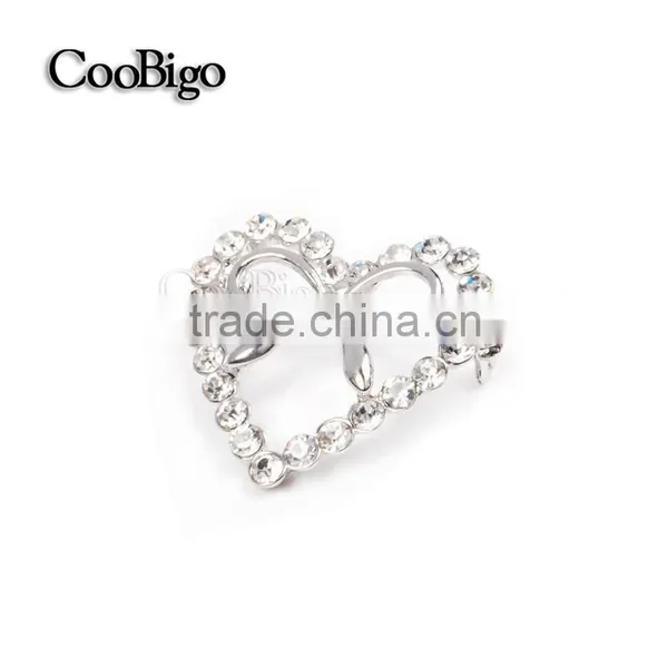Fashion Jewelry Rhinestone Silver Heart Bowknot Brooch Lady Girls Dresses Hijab Scarf Party Gift Apparel Promotion Accessories photo-2