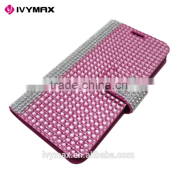 IVYMAX Premium Luxury Lady Style Bling Diamond Magnetic Crystal Leather Book Cover for Samsung Galaxy s7 Wallet Case photo-3