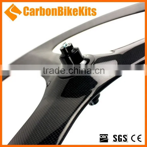 CarbonBikeKits High Quality Carbon Clincher 3 Spokes Wheel 3SW-C photo-4