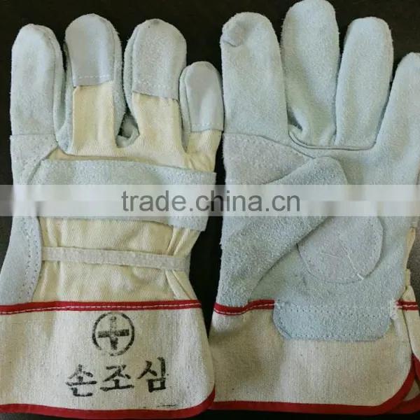 Cowhide Split Leather Working Glove With Pasted Cuff/Cow Split Leather Glove