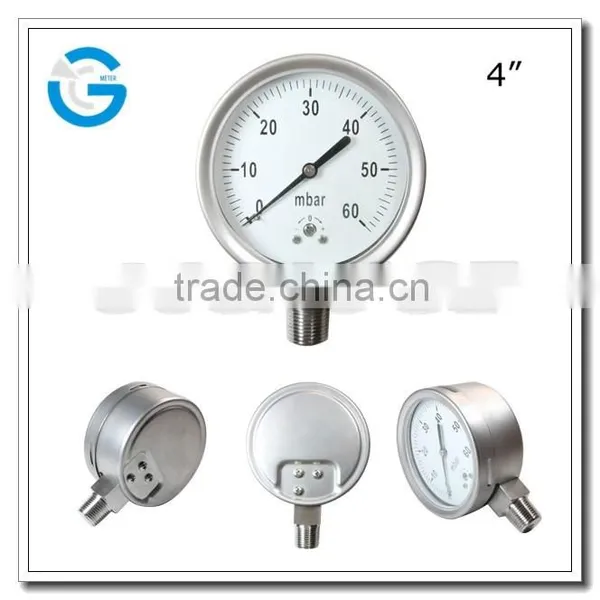 High Quality stainless steel bottom type low pressure gauge 0-5 psi