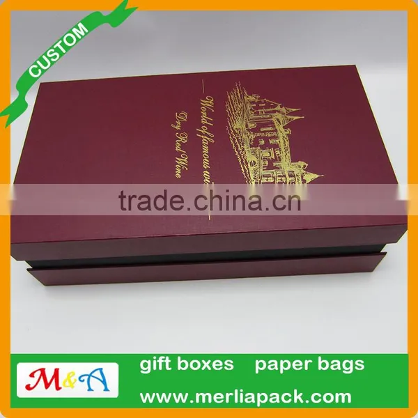 Paper Mache Red Wine Bottle Box Autumn Design Vineyards Mixed 2-bottle Wood Boxes photo-3
