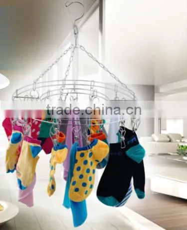 Foldable Stainless Steel Clothes Hanger /Laudry Clips Hanger;stainless Steel Clips Hanger/ Clothes Hanger With 24 photo-2