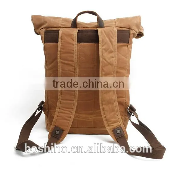 Boshiho Latest Design Genuine Cowhide Leather Backpack Bag Outdoor Backpack Black photo-3
