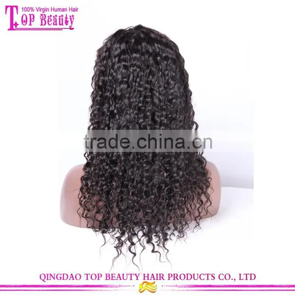 Wholesale Qingdao Factory Price 20 Inch Raw Unprocessed Virgin Peruvian Hair Lace Wig Curly Human Hair Topper Wig photo-5