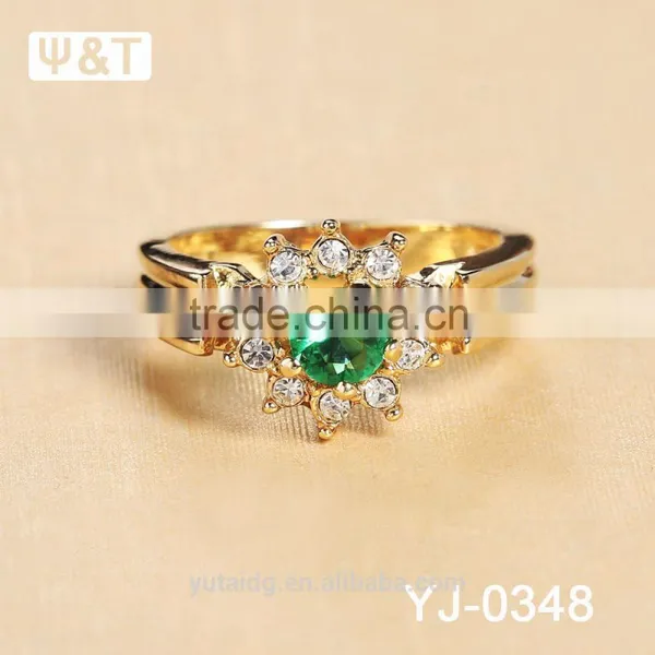 Jingli Jewelry Green Stone Gold Plated Ring (YJ-348) photo-4