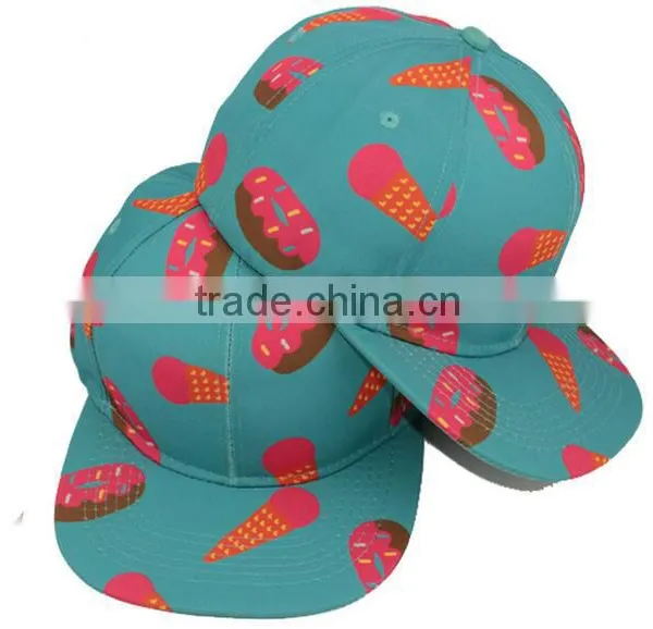 Wholesale Two Tone 100% Acylic Flat Brim Bulk Snapback Caps Floral Printing photo-3