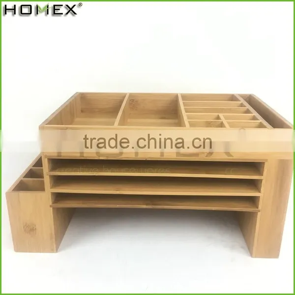 Bamboo Files Letter Desk Organizer Desk Supplies Caddy Homex-BSCI Factory photo-2