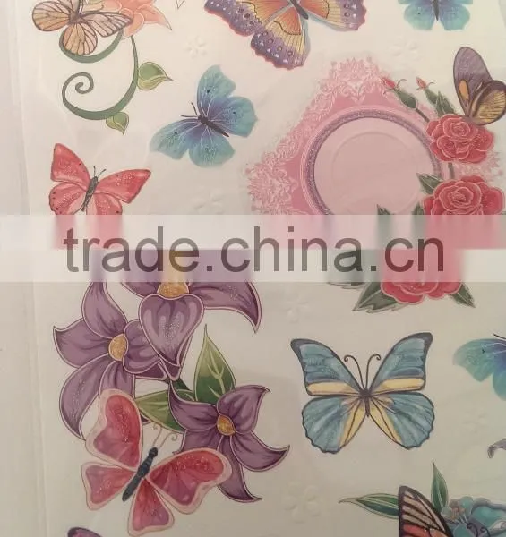Elegant Lily & Butterfly Design Sticker, Classic Decorative Shinny Glitter Sticker photo-4