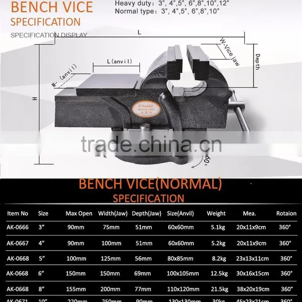 5" Heavy Duty Adjustable Bench Vise photo-6